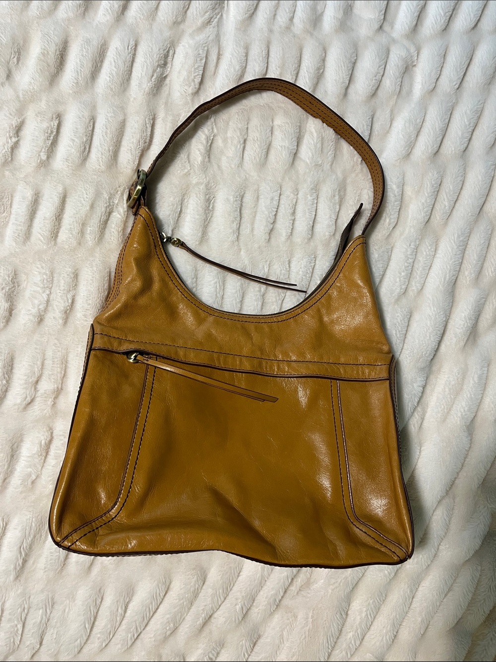 HOBO Genuine Leather Mustard Yellow Shoulder Bag | Soft Leather Hobo Purse